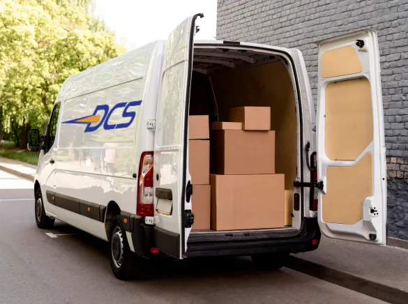 DCS branded delivery van
